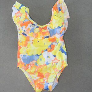 Janie and Jack Watercolor Floral Ruffle One-Piece Swimsuit 6–12M